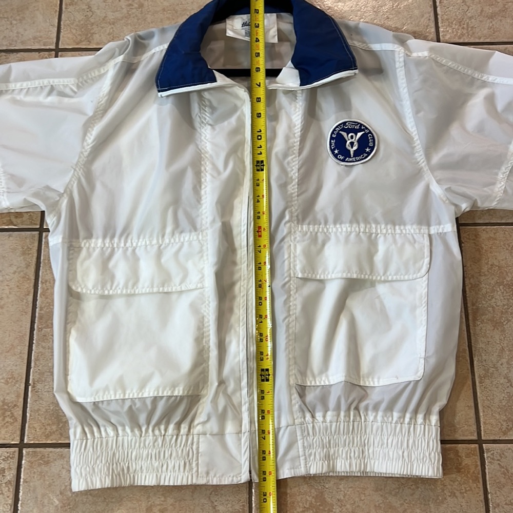 VINTAGE Haband! Ford‎ Automotive V8 Club Nylon Windbreaker Jacket White, Sz L - Picture 9 of 9